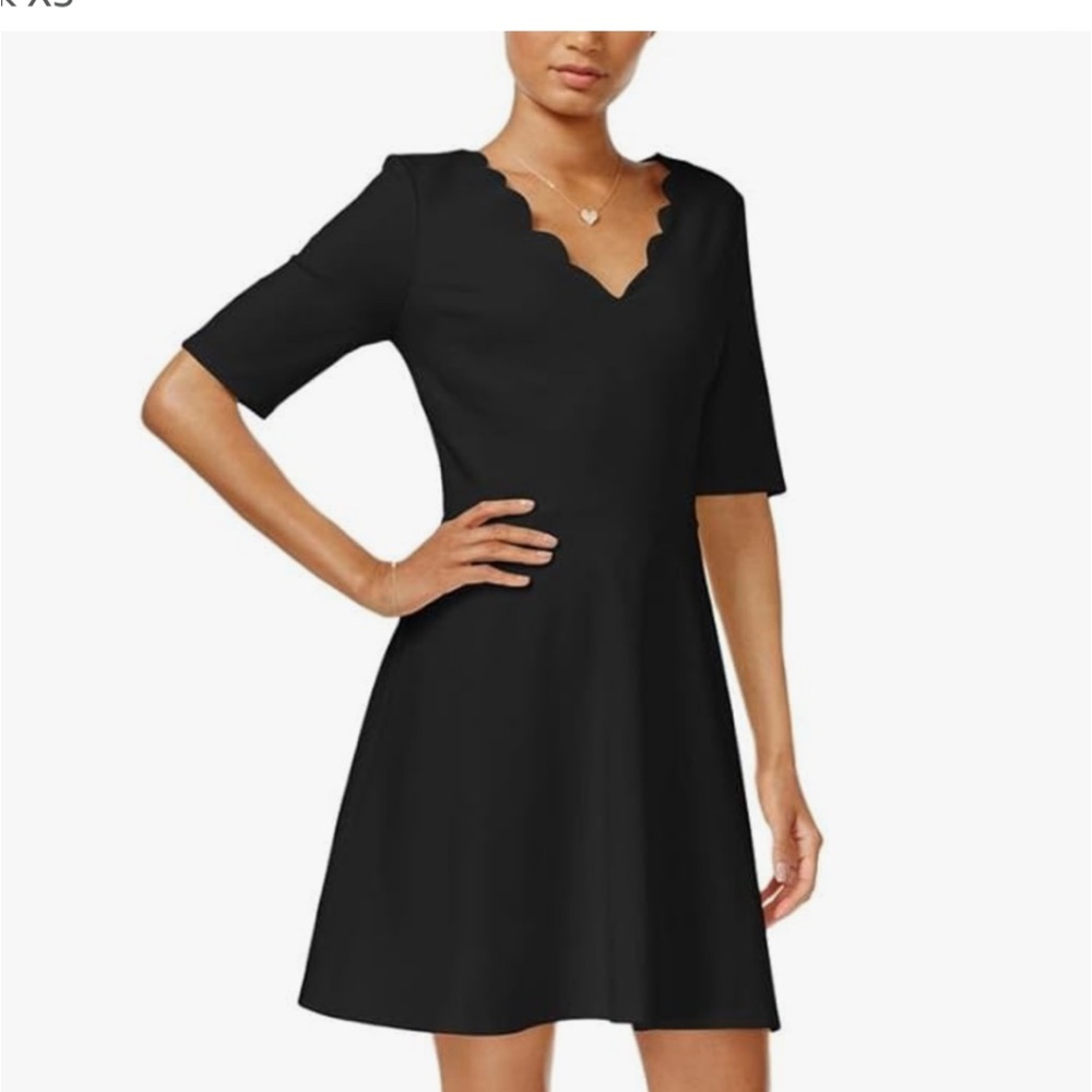 Maison Jules Womens Short Sleeves A-Line Cocktail Dress Black XL